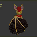 Cute Fantasy Game Character With Large Ears Green Eyes And Brown Bat Wings
