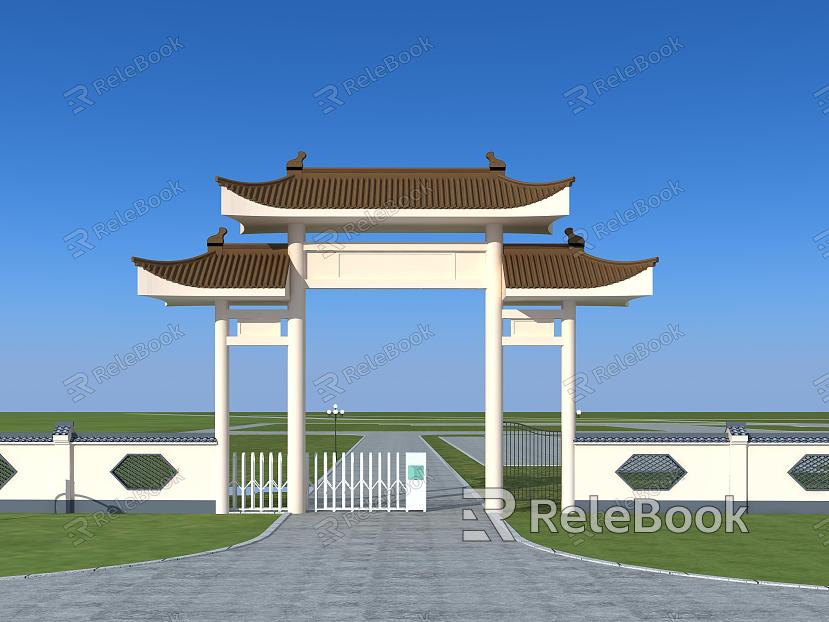 Chinese ancient building gate model