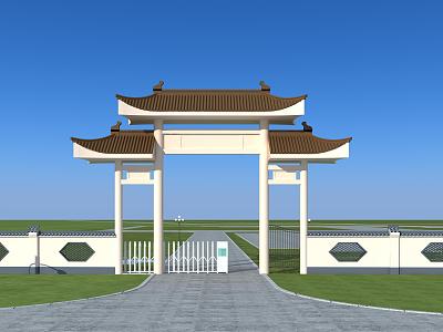 Chinese ancient building gate model