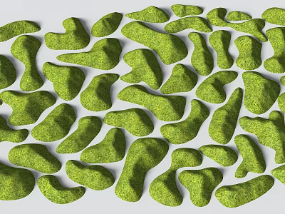 Detailed Green Microtopography Featuring Natural Irregular Shapes And Lush Grass Covered Surface 3d model