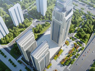 Modern Office Building High-rise Office Building Office Building Commercial Building Complex Aerial View Building 3d model