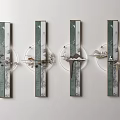 Modern Green And White Wall Decor Set Of Four With Vertical Panels And Circular Accents