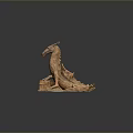Game Movie Character Mythical Dragon Detailed Sculpture With Scales And Sitting Pose