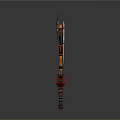 Red And Black Mechanical Sickle Tool With Gear Mechanisms And Decorative Parts