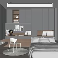 Modern Tatami Bedroom Interior Design With Bed Desk Built in Bookshelf And Window