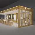 Luxurious Jewelry Store Interior With Golden Display Cases And Modern Lighting