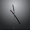 Samurai Sword Weapon Crossed Design With Black Scabbard Pink Hilt And Gold Accents