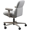 Comfortable Light Gray Fabric Leisure Chair With Armrests And Swivel Base Casters