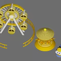 Yellow Children's Amusement Rides With Ferris Wheel Carousel And Small Train