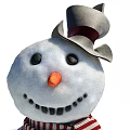 Cute Snowman Figures With Hat Scarf And Carrot Nose On Snowy Ground