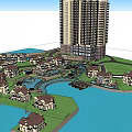 Waterfront Residential Community With Villas Boats And Green Landscape Design