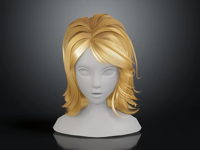 White Human Head Mannequin With Natural Blonde Wavy Short Hair Wig 3d model