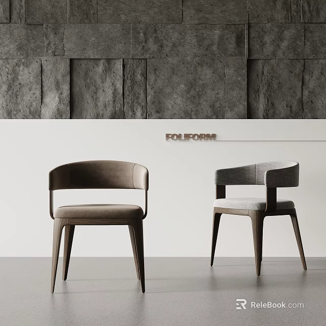 POLIFORM Modern Upholstered Leisure Chairs With Wooden Legs And Two Tone Colors In Contemporary Interior 3d model 