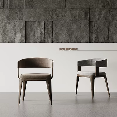POLIFORM Modern Upholstered Leisure Chairs With Wooden Legs And Two Tone Colors In Contemporary Interior 3d model