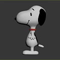 Cute White Cartoon Dog With Red Collar Smiling In Standing Pose 3D Character Model
