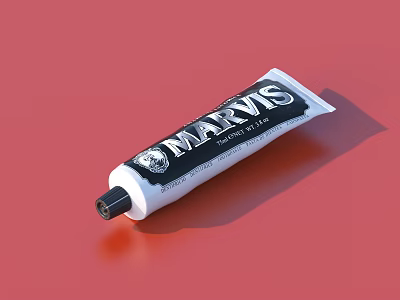 Marvis Premium Toothpaste White Tube Personal Care Essential On Red Background 3d model