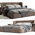 Elegant Modern Double Bed With Upholstered Headboard Gray White Bedding And Nightstands