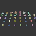 Natural Stone Collection Featuring Various Colors And Diverse Shapes On White Background