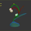 Green Decorative Plant with White Flowers Stems and Leaves on Base