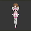 Anime Style Girl Character With Orange Hair And Pink Wings