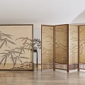 New Chinese Style Screen Zen Bamboo Flower and Bird Screen Partition 3d model