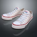 White Canvas Sneakers With Red Trimmed Soles And White Laces For Daily Wear