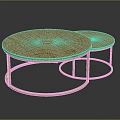 Modern Nested Round Coffee Tables With Wooden Top And Gold Metal Legs