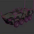 Armored Military Vehicle Featuring 8 Wheeled Design Camouflage Paint And Roof Antennas