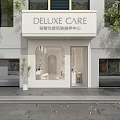 Modern Deluxe Care Beauty Hair Salon Interior With White Furniture Mirrors And Display Shelves