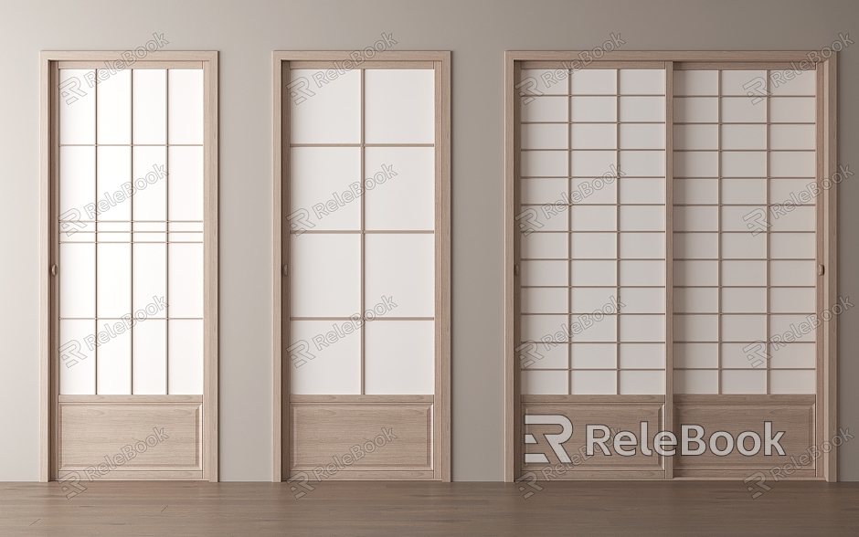 Japanese-style sliding door lattice door solid wood door camphor paper door sliding door model