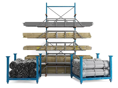 Industrial Equipment With Metal Shelving Multi Tier Storage Racks For Material Handling 3d model