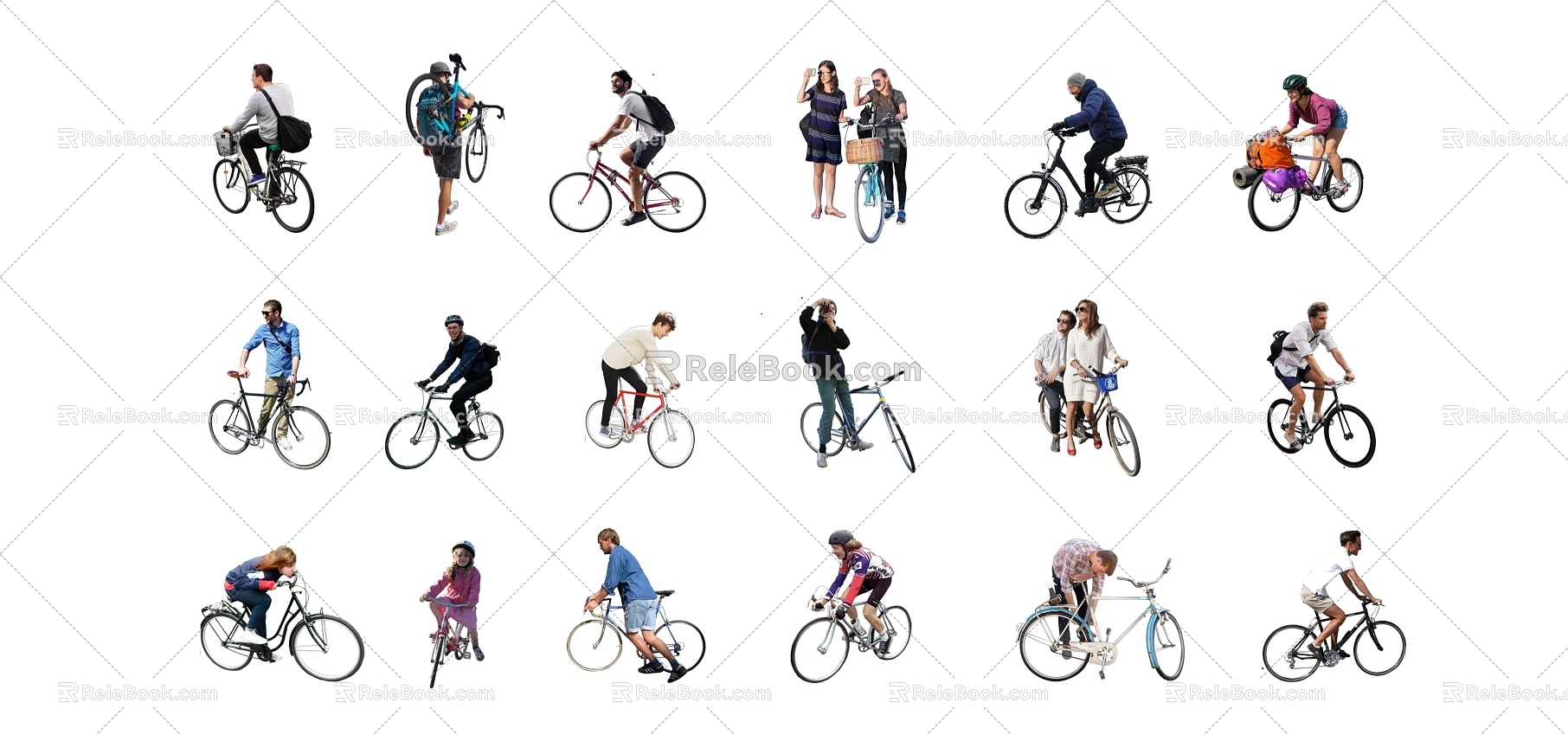 Modern Multiplayer Cycling Sports Figure Man Woman model