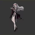 Game Movie Character With Long White Hair Pink Accessories And Dark Gothic Dress