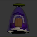 Modern Decorative Object With Purple Silver Body Green Top And Orange Center Piece