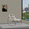 Modern White Lounge Chair With Metal Frame By Window City Lake View