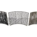 Outdoor White Decorative Room Divider With Green Lawn And Trees In Garden