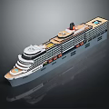 Luxury Cruise Ship With Multiple Decks Open Deck Areas And Smokestack