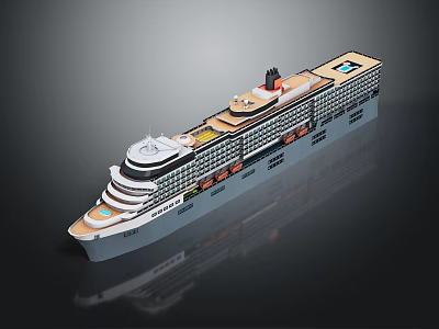 Luxury Cruise Ship With Multiple Decks Open Deck Areas And Smokestack 3d model