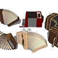 Vintage Accordion Instruments With Various Colors Styles And Bellows Designs