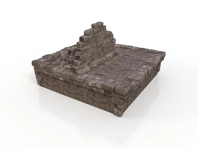Modern Brick Structure With Textured Stone Steps And Layered Platform Design 3d model