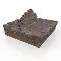 Modern Brick Structure With Textured Stone Steps And Layered Platform Design 3d model