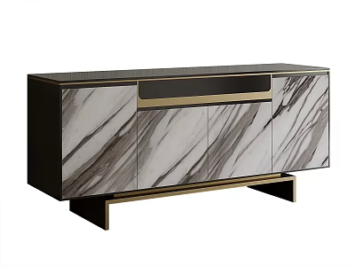 Modern Elegant Console Cabinet With Marble Texture And Metal Accents For Entryway Decor 3d model