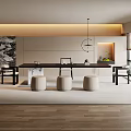 -Ji Feng Big Board Table Tea Table and Chair Combination Tea Table Tea Table Tea Room Tea Table 3d model
