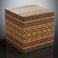 Ornate Decorative Box With Intricate Geometric Patterns And Colorful Mosaic Design