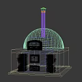 Garden Landscape With Brick Oven Structure Dome Roof Black Chimney And Wood Storage