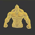 Muscular Game And Movie Character With Orange Skin Blue Patterns Spiked Head And Fierce Expression