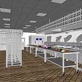 Commercial Kitchen Setup With Stainless Steel Worktables Fresh Produce And Tiled Flooring