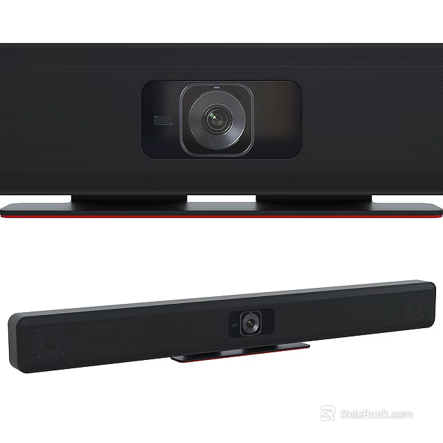 Black Soundbar Speaker with Built in Camera for Home Theater System 3d model 