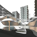 Hong Kong Land Modern Architectural Project With Spiral Staircase And Tall Buildings