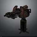 Vintage Rusted Industrial Machine With Drill Head Red Components And Metal Base